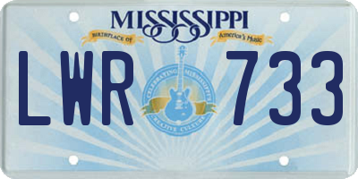 MS license plate LWR733