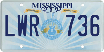MS license plate LWR736