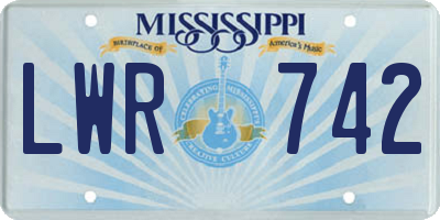 MS license plate LWR742