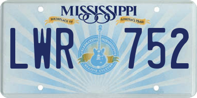 MS license plate LWR752