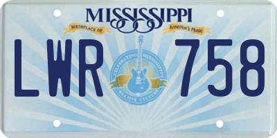 MS license plate LWR758
