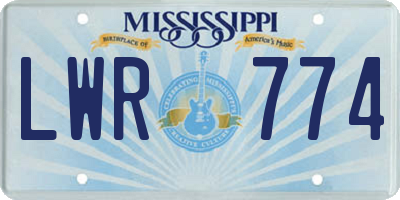 MS license plate LWR774