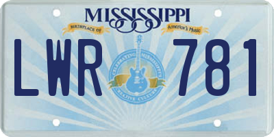 MS license plate LWR781