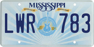 MS license plate LWR783