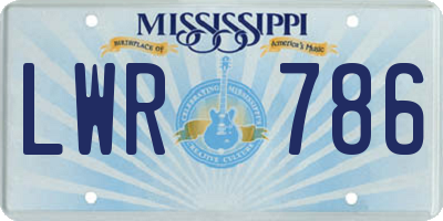 MS license plate LWR786