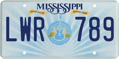 MS license plate LWR789