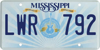 MS license plate LWR792