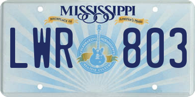 MS license plate LWR803