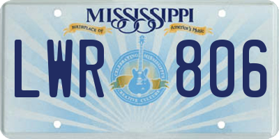 MS license plate LWR806