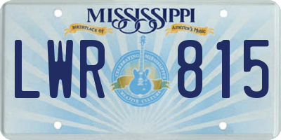 MS license plate LWR815