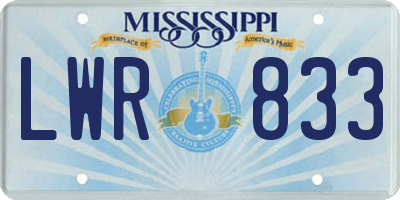 MS license plate LWR833