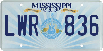 MS license plate LWR836