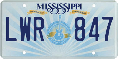 MS license plate LWR847