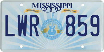 MS license plate LWR859