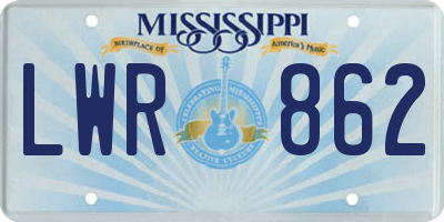 MS license plate LWR862