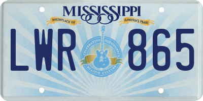 MS license plate LWR865