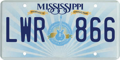 MS license plate LWR866
