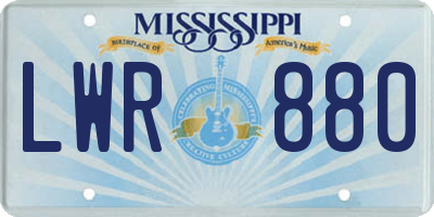 MS license plate LWR880