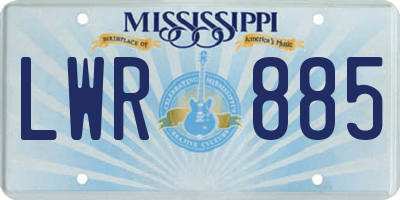 MS license plate LWR885