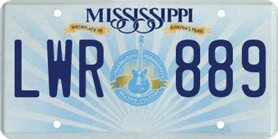 MS license plate LWR889