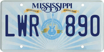 MS license plate LWR890