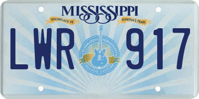 MS license plate LWR917