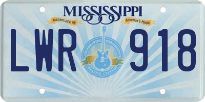 MS license plate LWR918