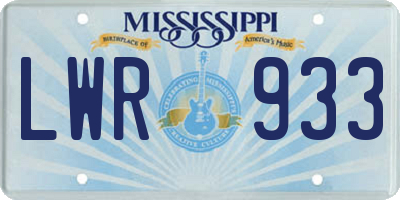 MS license plate LWR933