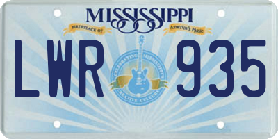 MS license plate LWR935