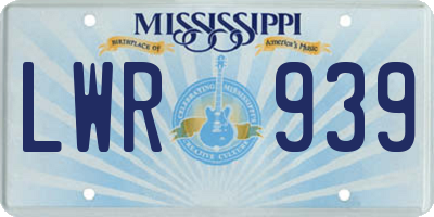 MS license plate LWR939