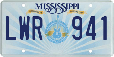 MS license plate LWR941