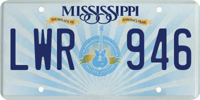MS license plate LWR946