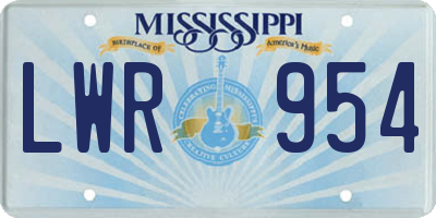 MS license plate LWR954