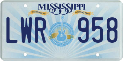 MS license plate LWR958