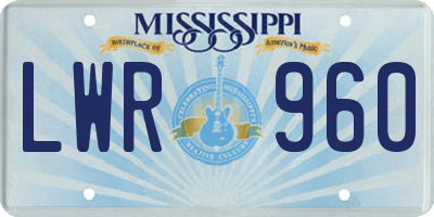 MS license plate LWR960