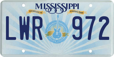 MS license plate LWR972