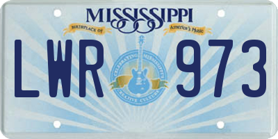MS license plate LWR973