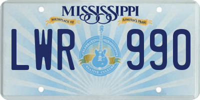 MS license plate LWR990