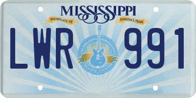 MS license plate LWR991