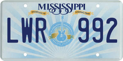 MS license plate LWR992
