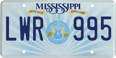 MS license plate LWR995