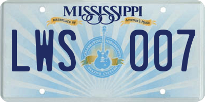 MS license plate LWS007