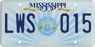 MS license plate LWS015