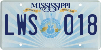 MS license plate LWS018