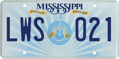MS license plate LWS021