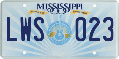 MS license plate LWS023