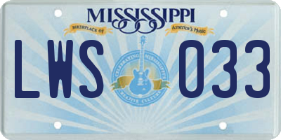 MS license plate LWS033