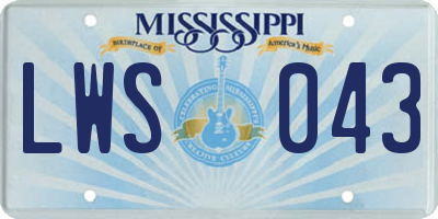 MS license plate LWS043