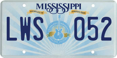 MS license plate LWS052