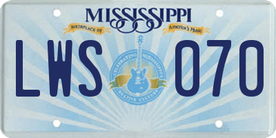 MS license plate LWS070